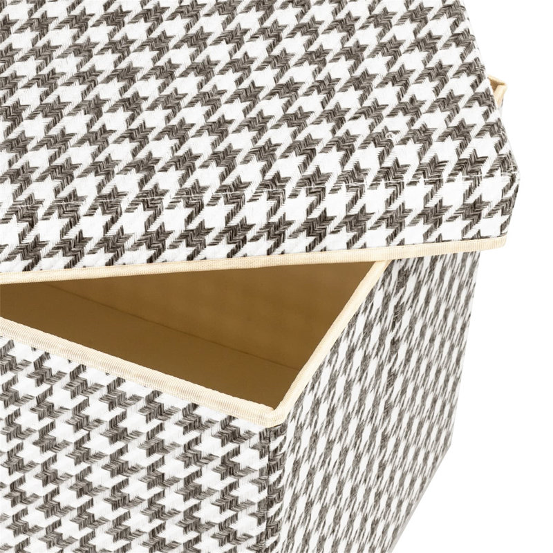 Ebern Designs Fabric Decorative Bin, Grey/White