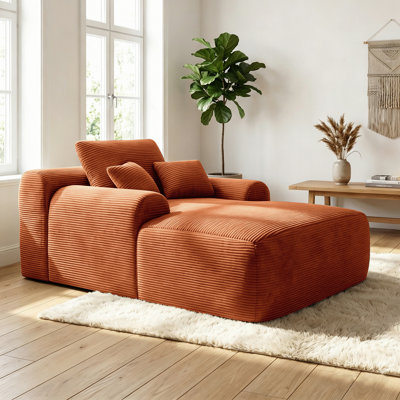 Convertible Boneless Chaise Lounge with Spring Padding and No Assembly
