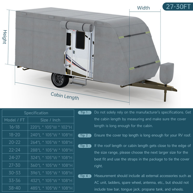 Housse pour roulotte de voyage 5 couches