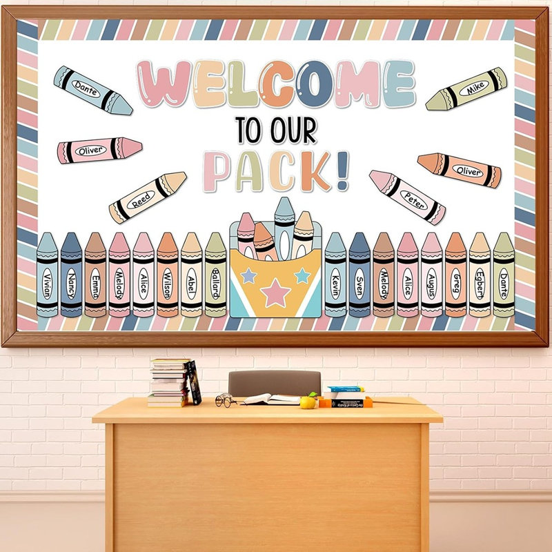Boho - ensemble de babillards «Welcome to our Pack», décorations pour la classe Crayon, étiquettes de retour à l'école et découpes d'étoiles