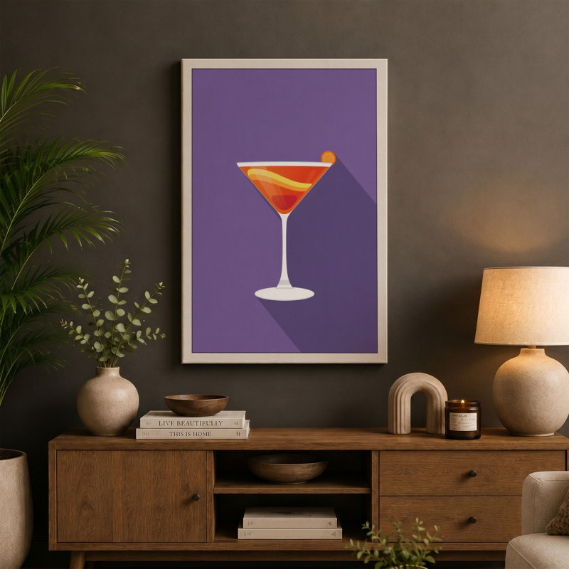 Cocktail Hour Modern - Wrapped Canvas, 30x20 - 76.2 x 50.8 cm, Cream Border