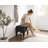 Modern Boucle Upholstered Ottoman, Shoe Changing Stool, Makeup Stool-1297430202