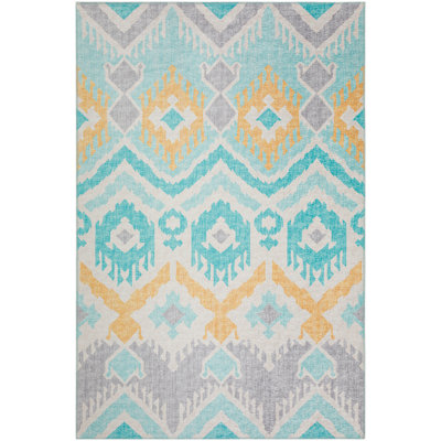 Chenille Washable Ikat Indoor / Outdoor Rug