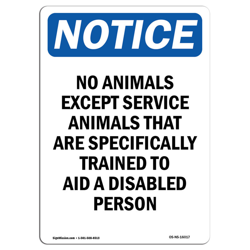 Avis - aucun animal sauf signe de service