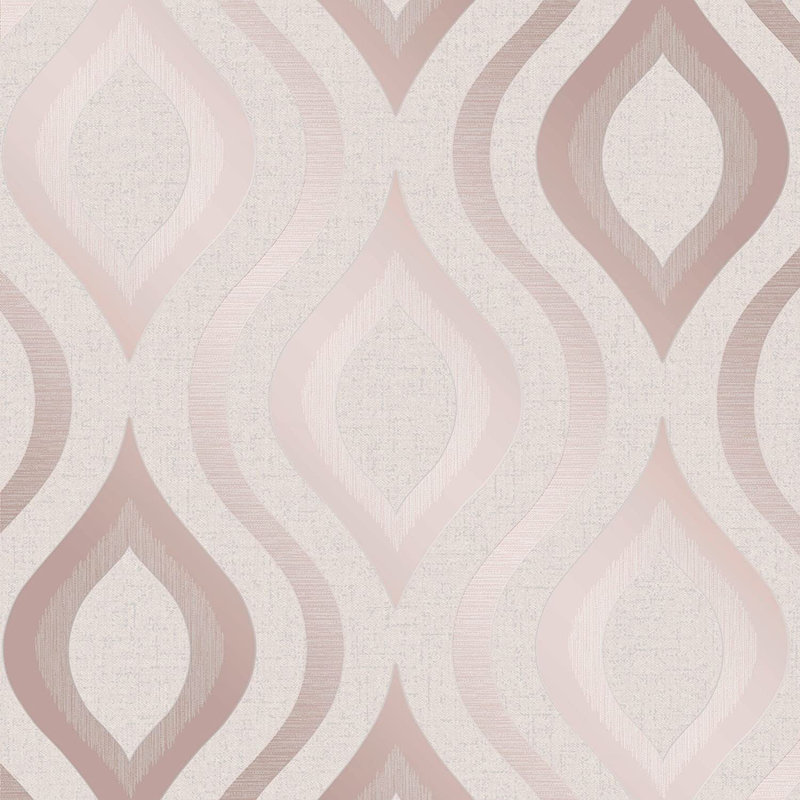 Quartz 10m x 53cm Textured Glitter Wallpaper Roll, Rose Gold