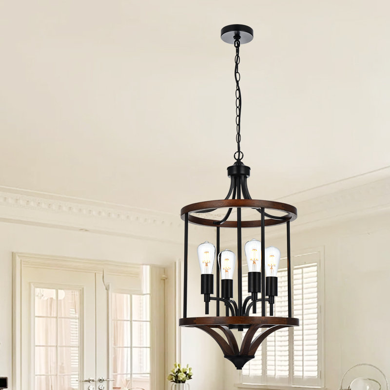 Luminaires suspendus traditionnels à 4 lumières de style campagnard pour îlot de cuisine rustique