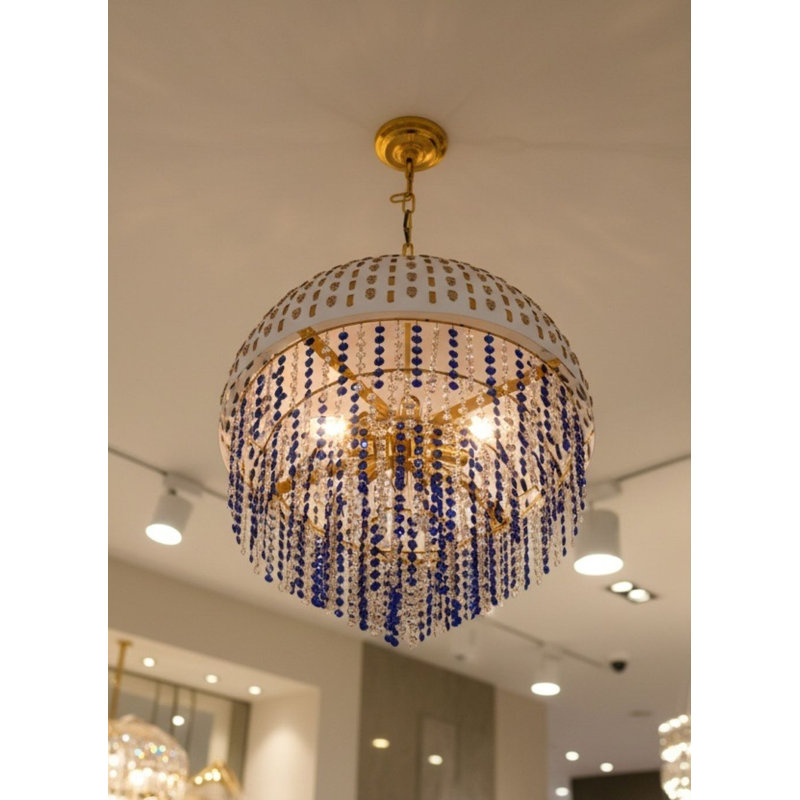 Lustre en dôme en cristal Blue Cascade, H 18 po x l 24 po x P 24 po