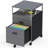Rolling Mobile File Cabinet with 2 Drawers & Open Shelf, Mobility, 1 File Cabinet Drawer & 1 Lockable Drawer, Gray