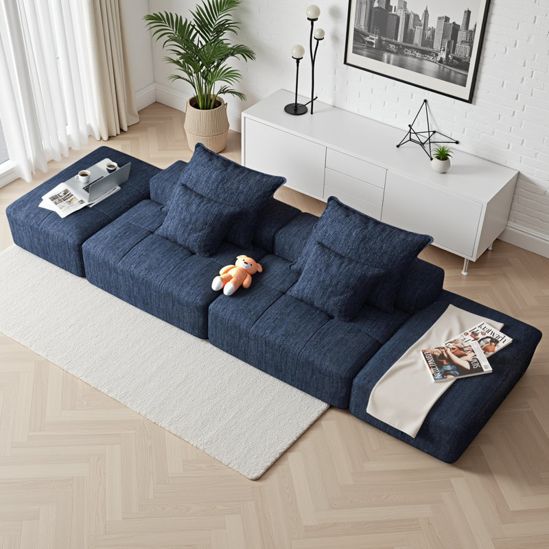 Canapé modulaire Boneless, Chenille bleue