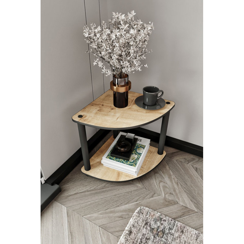 Scandinavian Modern Side Table, Oak Color, 13.4 x 15.0 x 13.4 inches | 100% MDF with Compressed Kraft Legs | Stylish & Functional Design for Living Room or Bedroom, Perfect for Small Spaces