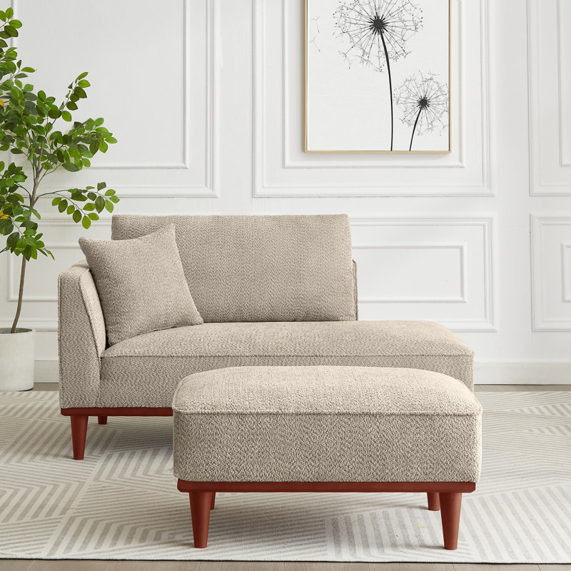 Chaise longue et tabouret rembourrés Finken, Chameau