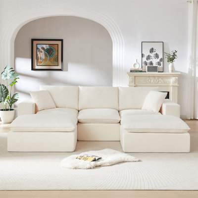 Canapé moderne en nuage de chenille avec rembourrage moelleux à haute densité et conception modulaire pour un confort et un style ultimes.