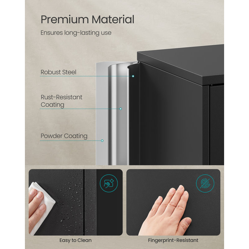 Steel Vertical Filing Cabinet, Black