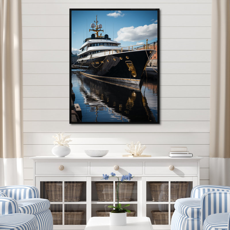 Port Dockside Elegance II - Nautical & Beach Canvas Wall Art, H 20 po x l 12 po x P 1 po, Cadre flottant noir
