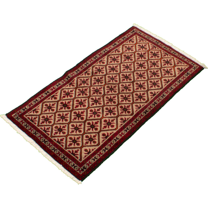 Hand-Knotted Rizbaft Tan Wool Rug 3'3" X 5'11"