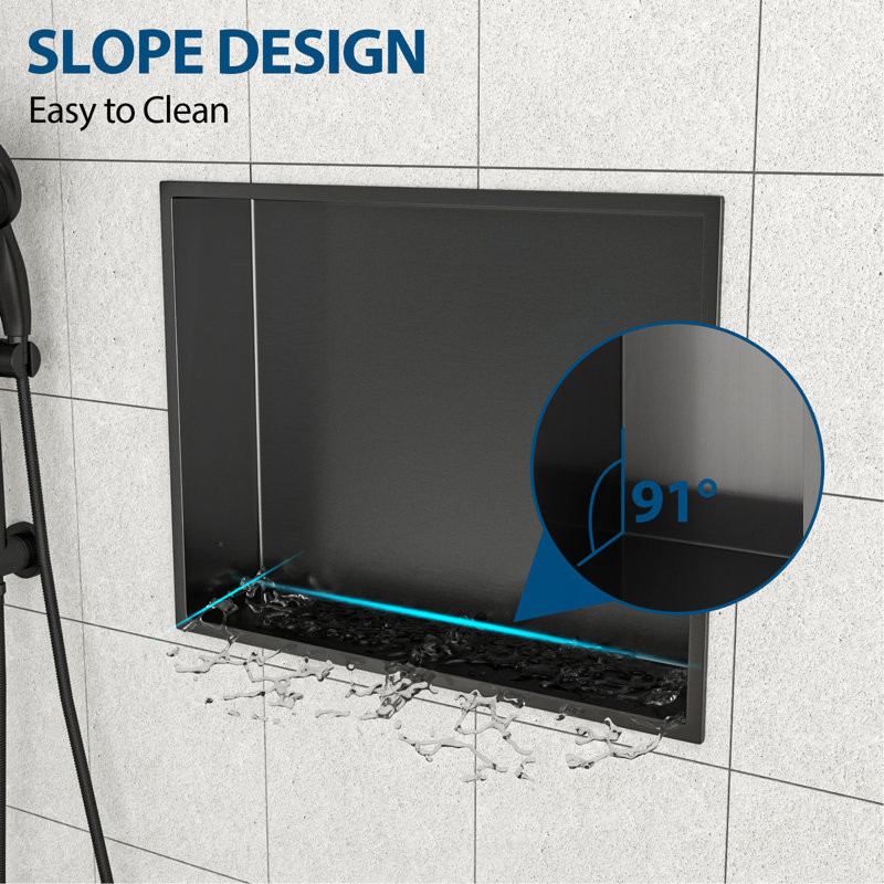 19" X 15" Stainless Steel Shower Niche, Gunmetal Black