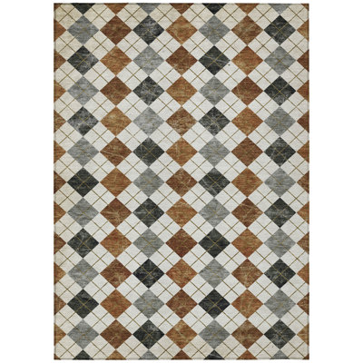 Machine Washable Indoor/Outdoor Kaczor ACN2237 Geometric Rug