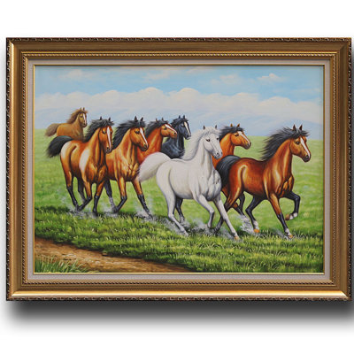 « huit chevaux », peinture encadrée