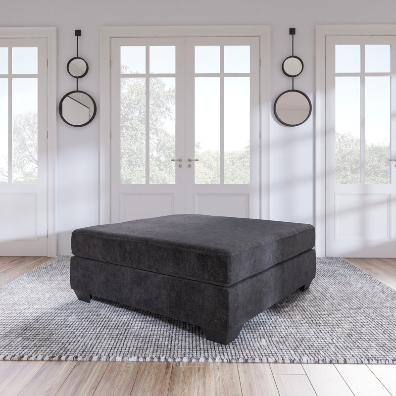 Gray Microfiber Oversized Square Accent Ottoman