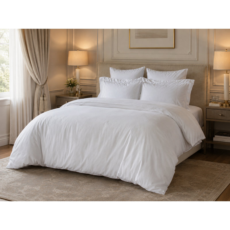 Belledorm 600TC 100% Egyptian Cotton Duvet set Cotton Duvet Cover Set, Single, White