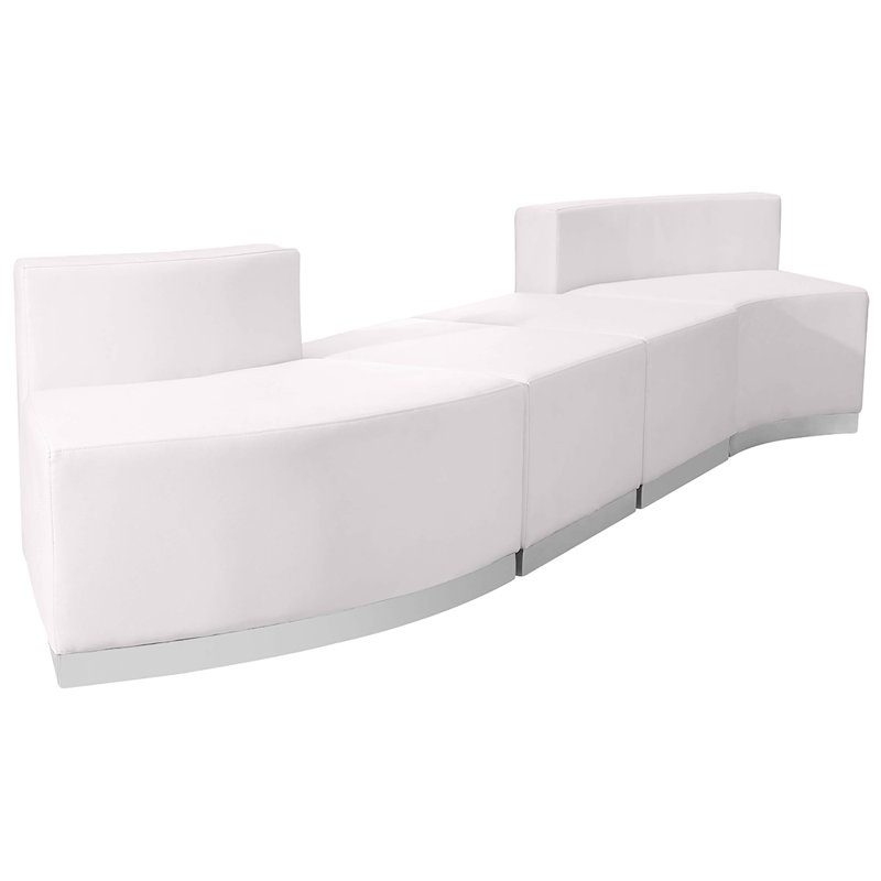 Configuration de réception modulaire Hercules 4 PC LeatherSoft avec dossier et siège tendus, Blanc