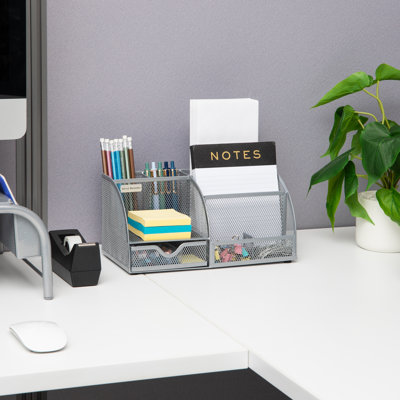  Desktop Organizer, File Storage, Accessory Storage, Workspace, Office, Metal Mesh, 11"L x 5.5"W x 5.25"H
