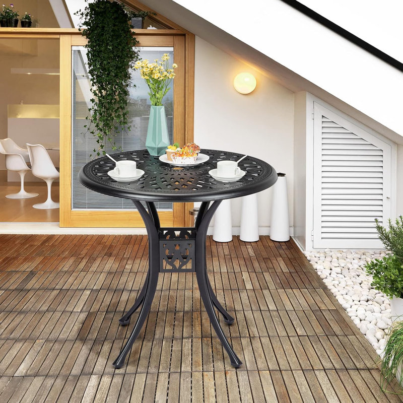 Round Metal Outdoor Balcony Table , 58cm W 58cm D