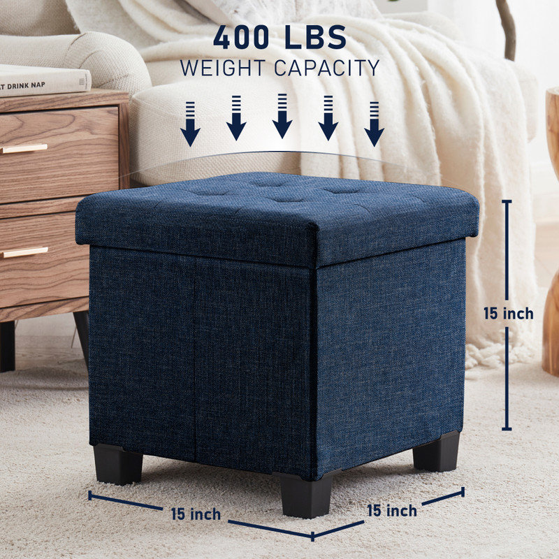 Cube carré pliable Pehrson, Bleu marine