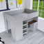 Lit mezzanine double en bois avec garde-robe intégrée, bureau, tablettes de rangement et tiroirs-1376667427