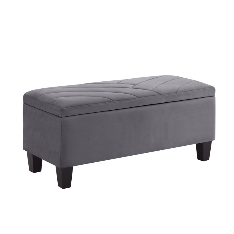 Pearl Upholstered Ottoman Storage Bench, Grey