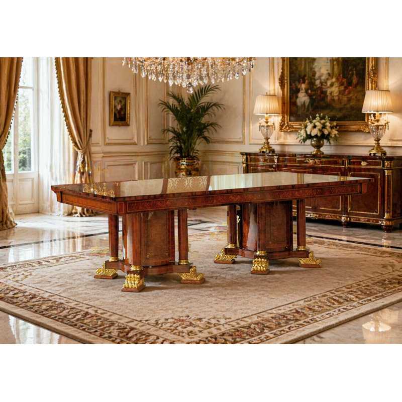 Beech Rectangular Solid Wood Top with Solid Wood Base Dining Table, 46.5" W x 94.5" L