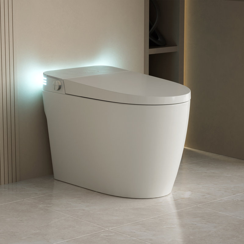 Toilette intelligente avec siège chauffant, affichage moderne, 4 modes de lavage, réglages de température multiples, chasse d'eau automatique, capteur et télécommande pour la salle de bain