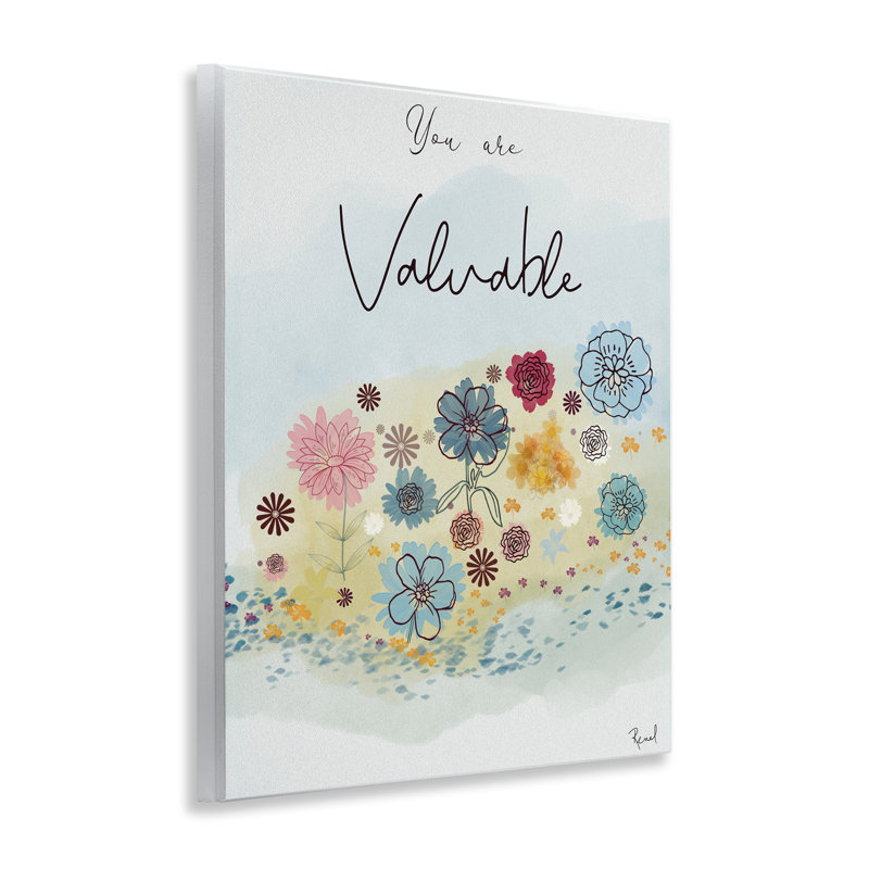 Plaque murale You Are Valuable Modern Blooms, design par Renel Peters