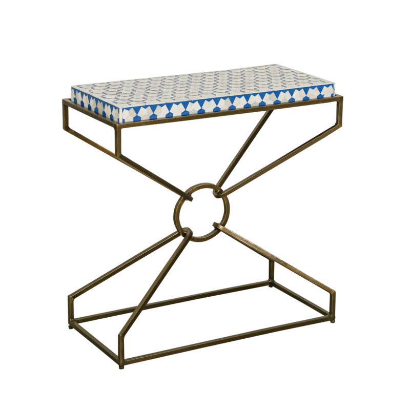Table d'appoint 24 po Frederickson avec incrustation d'os et laiton