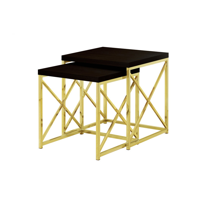 Petite table d'intérieur, table de bout 2 pièces, table gigogne, table d'appoint avec pieds en métal