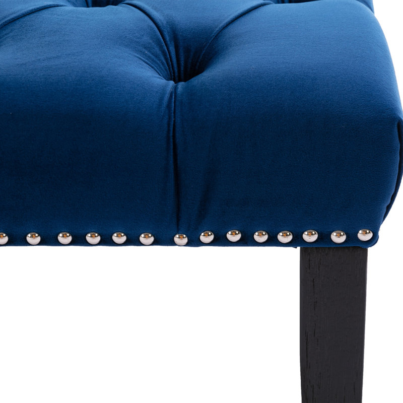 Repose-pieds capitonné en velours bleu, banc d'appoint polyvalent pour entrée, salle à manger, chambre à coucher et salon