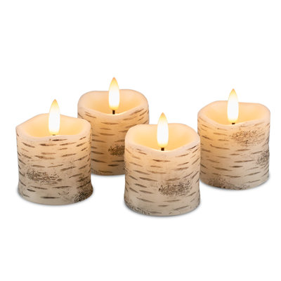 Bougies votives sans flamme en écorce de bouleau blanc avec minuterie, bougies à cire véritable, diamètre de 2 po