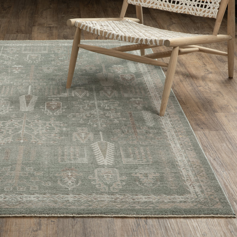 Kulas Vintage Nomadic Green/ Beige Area Rug, Runner 2'3" x 7'9"