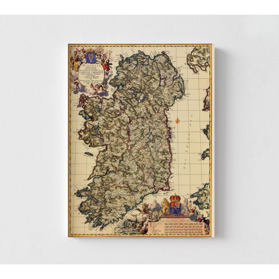 Ireland - Visscher 1689, Guest Bathroom Rustic Decor Idea, Irish Office Poster Print, Large Hallway Decor, Framed Map Of Ireland Print
