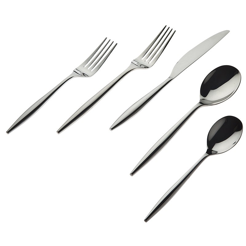 Ensemble de couverts 20 pièces en acier inoxydable Milano 18/10, service pour 4, Acier inoxydable miroitant