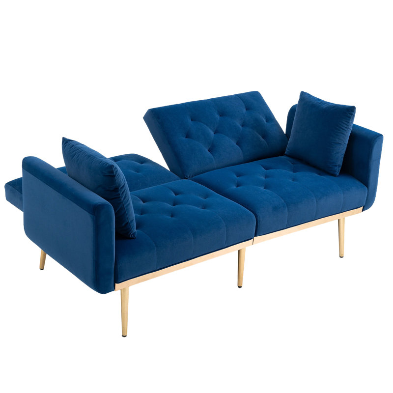 Canapé, canapé d'appoint, canapé avec pieds en métal, Polyester marine