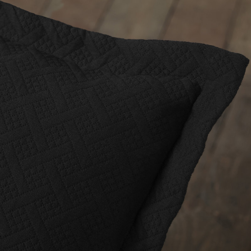 Ensemble de couvre-lit toutes saisons avec housse de coussin en tissu matelassé 100% coton Superior, Noir