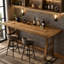 Table de bar 63 pouces, table de pub à hauteur de comptoir en bois massif (sans chaise)