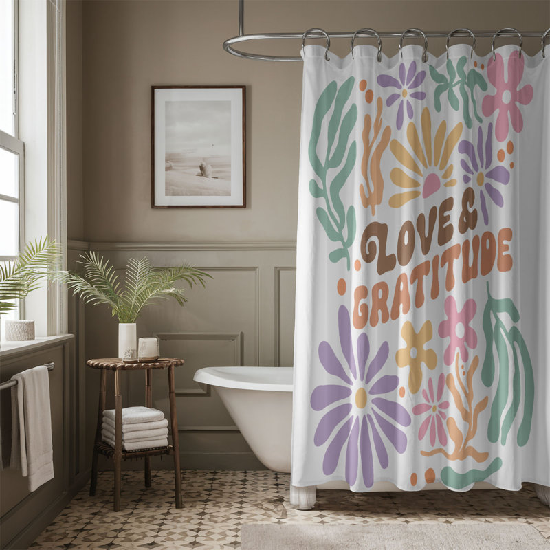 Rideau de douche 1 pièce Subtle Flower, H 74 po x l 71 po