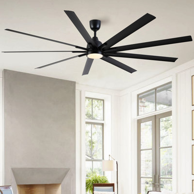 Très grand ventilateur de plafond noir 84 po avec télécommande