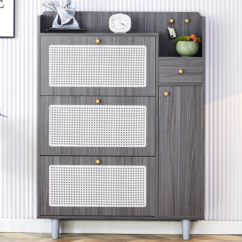 Armoire décorative, armoire de rangement minimaliste moderne, armoire à chaussures en rotin