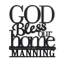God Bless Our Home, art mural spirituel sur plaque avec nom de famille et année sur bois noir rustique