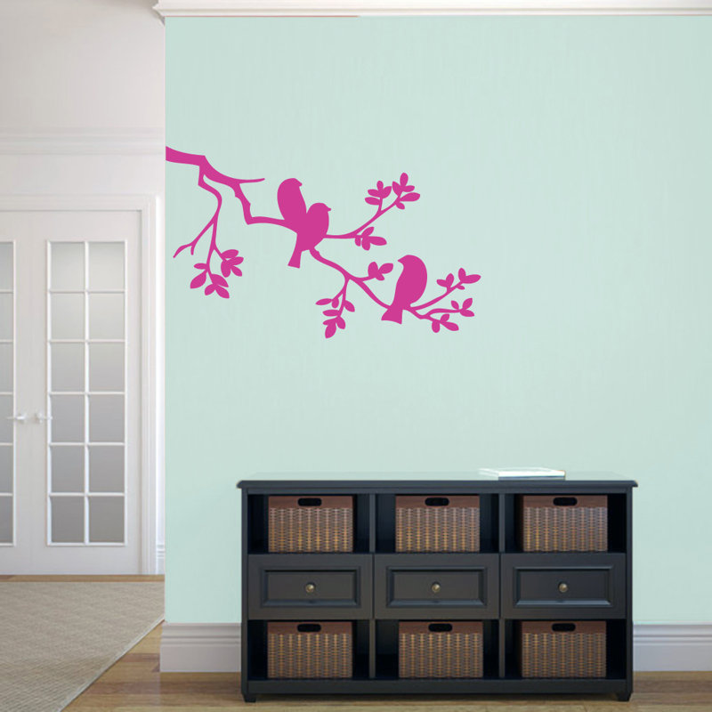 Adhésif décoratif «Birds on a Branch», Rose vif