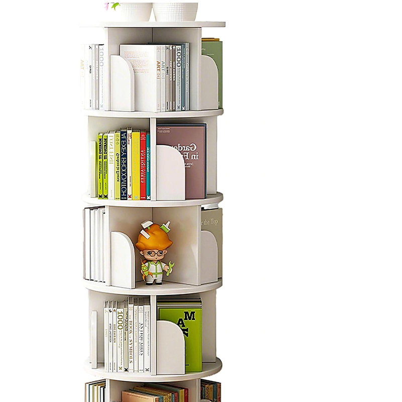 Bibliothèque rotative à 5 niveaux, 360 °, Blanc
