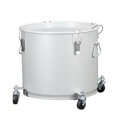 10 Gallon Fryer Grease Bucket with Lid – Coated Carbon Steel Oil Disposal Caddy, Lock Clips, Caster Base & Nylon Filter Bag – Commercial Oil Storage